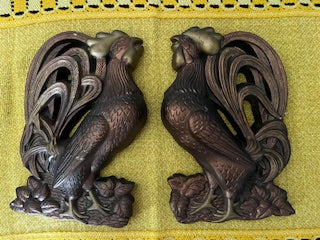 MCM 1968 Miller Studio, Inc Rooster Wall Plaques, Set of 2