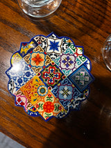 scalloped ceramic mosaic coaster