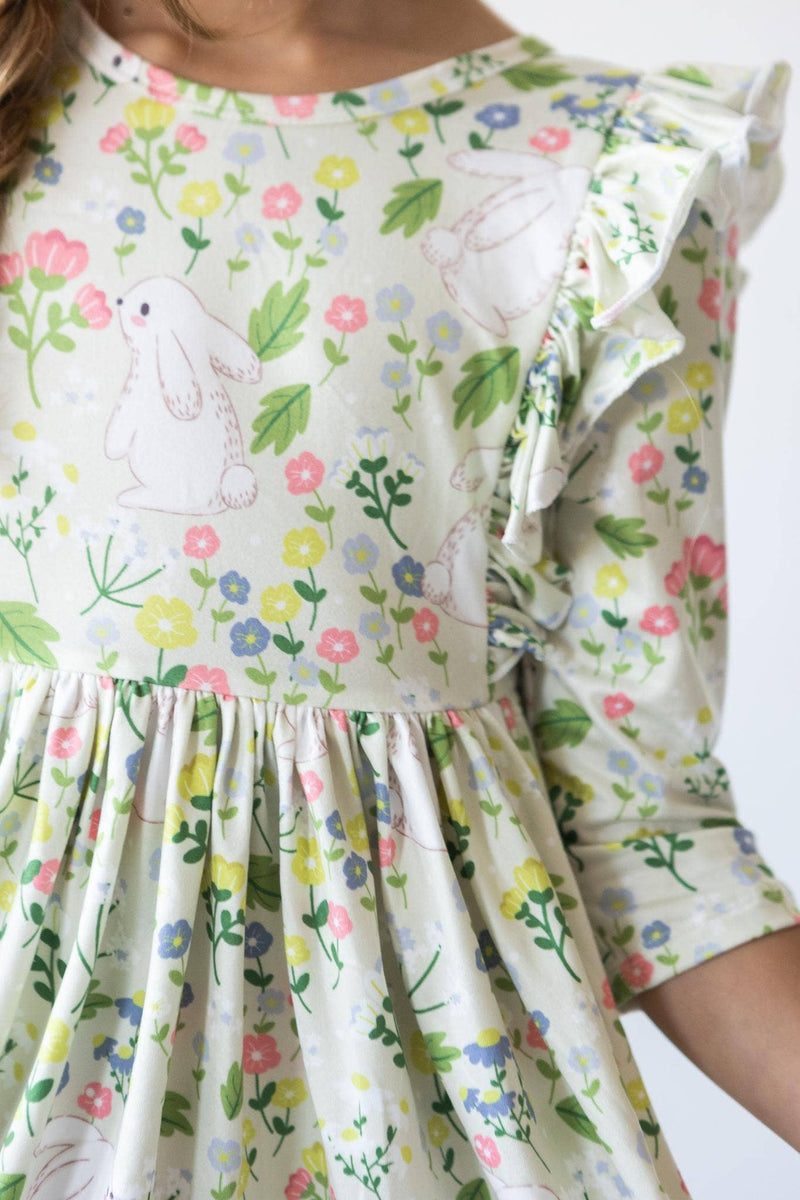 No Bunny Like You 3/4 Sleeve Ruffle Twirl Dress | 3T — alternate view