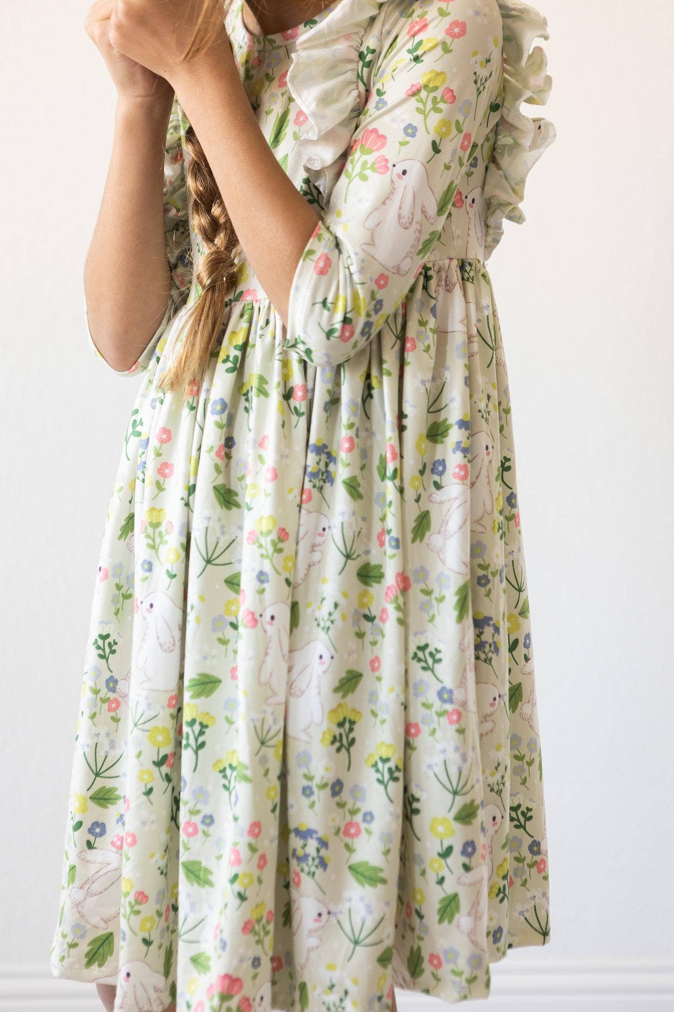 No Bunny Like You 3/4 Sleeve Ruffle Twirl Dress | 3T