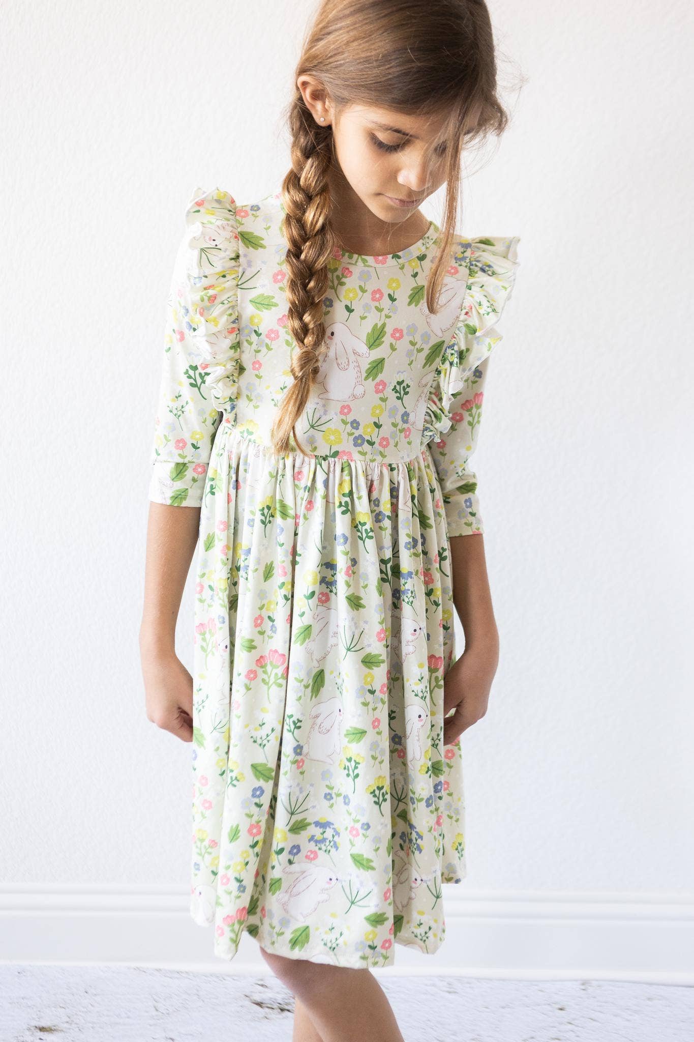 No Bunny Like You 3/4 Sleeve Ruffle Twirl Dress