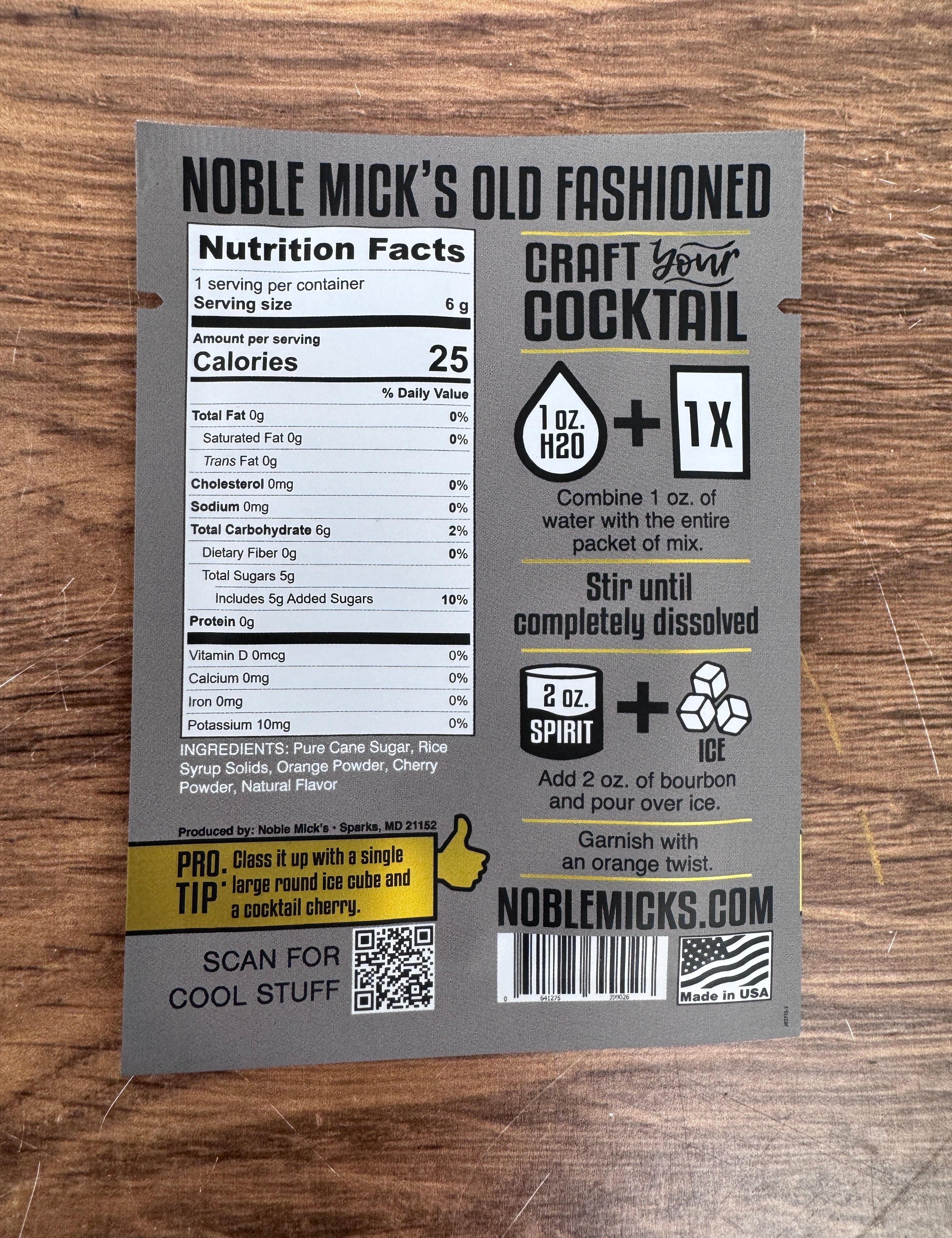 Old Fashioned Single Serve Craft Cocktail Mix by Noble Micks displayed at JSQ Mercantile – a women’s boutique and gift shop in La Grange, IL