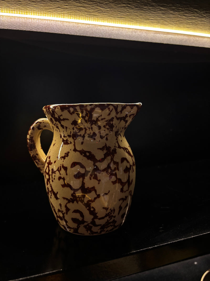 Roseville Ransbottom RRP Brown Spongeware Pint Pitcher by 603 - Mavis Estate Edit