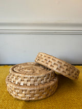 Raffia Palm Coasters w/Storage Basket
