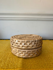 Raffia Palm Coasters w/Storage Basket