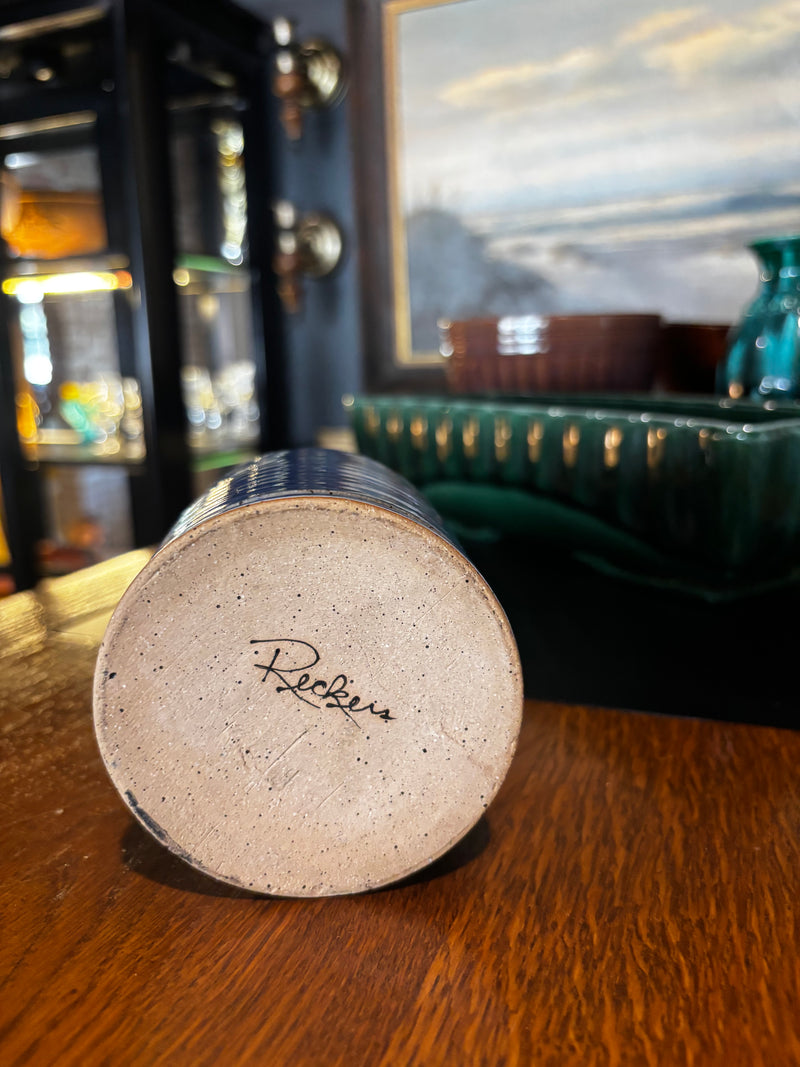reckers contemporary studio pottery blue vase — alternate view