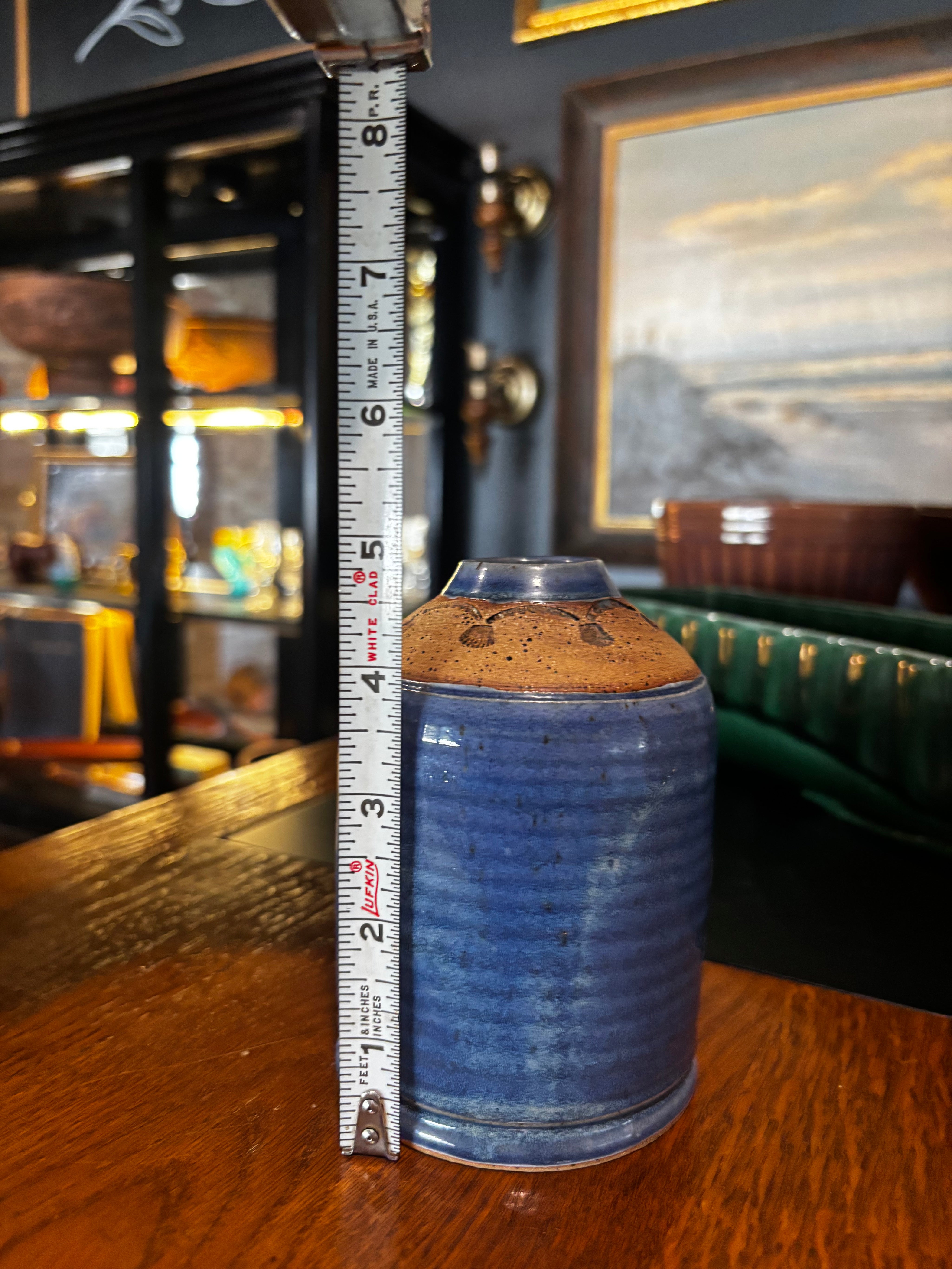 reckers contemporary studio pottery blue vase