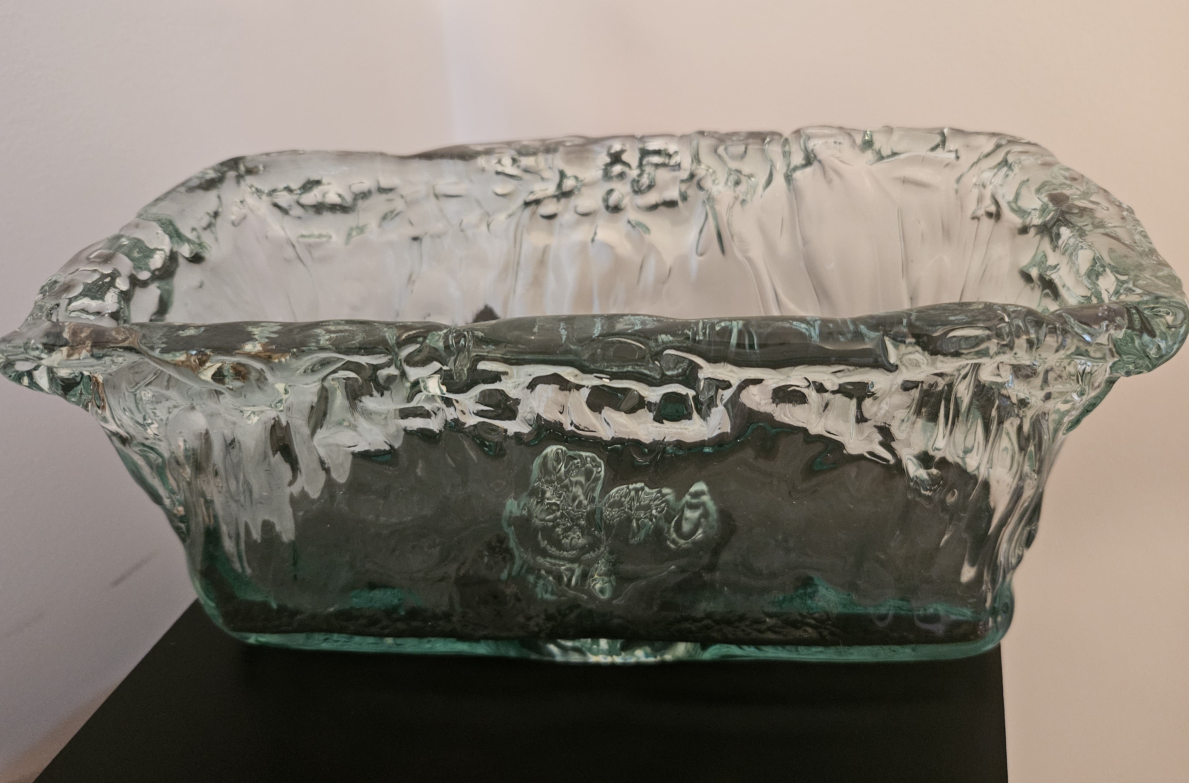 Vintage Authentic Recycled Ice Pattern Glass Bowl