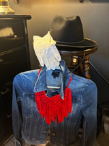 red fringe necklace