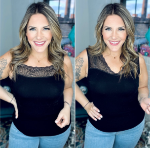 Reversible Lace Inset Top - Plus Size Available