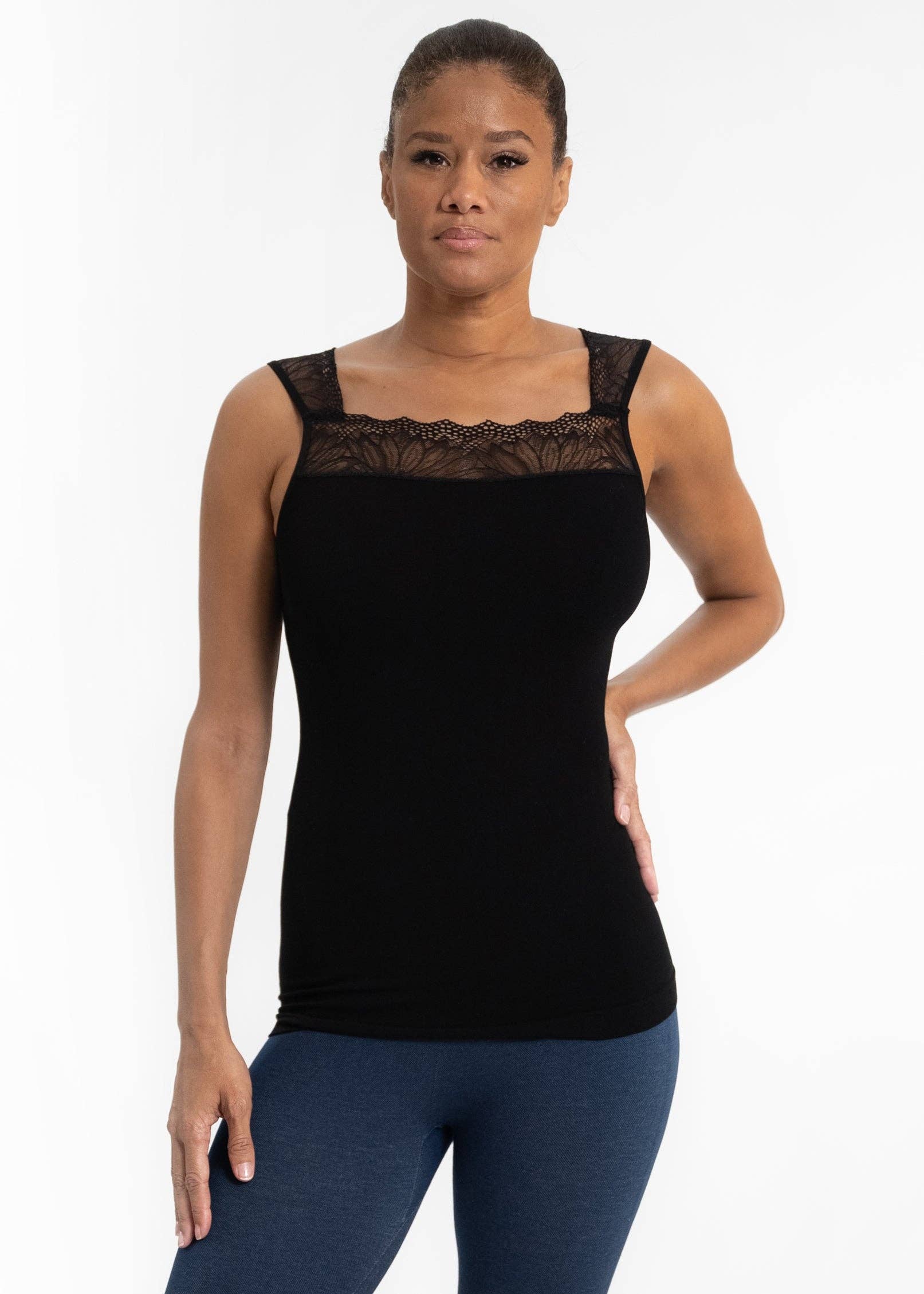 Reversible Lace Inset Top - Plus Size Available