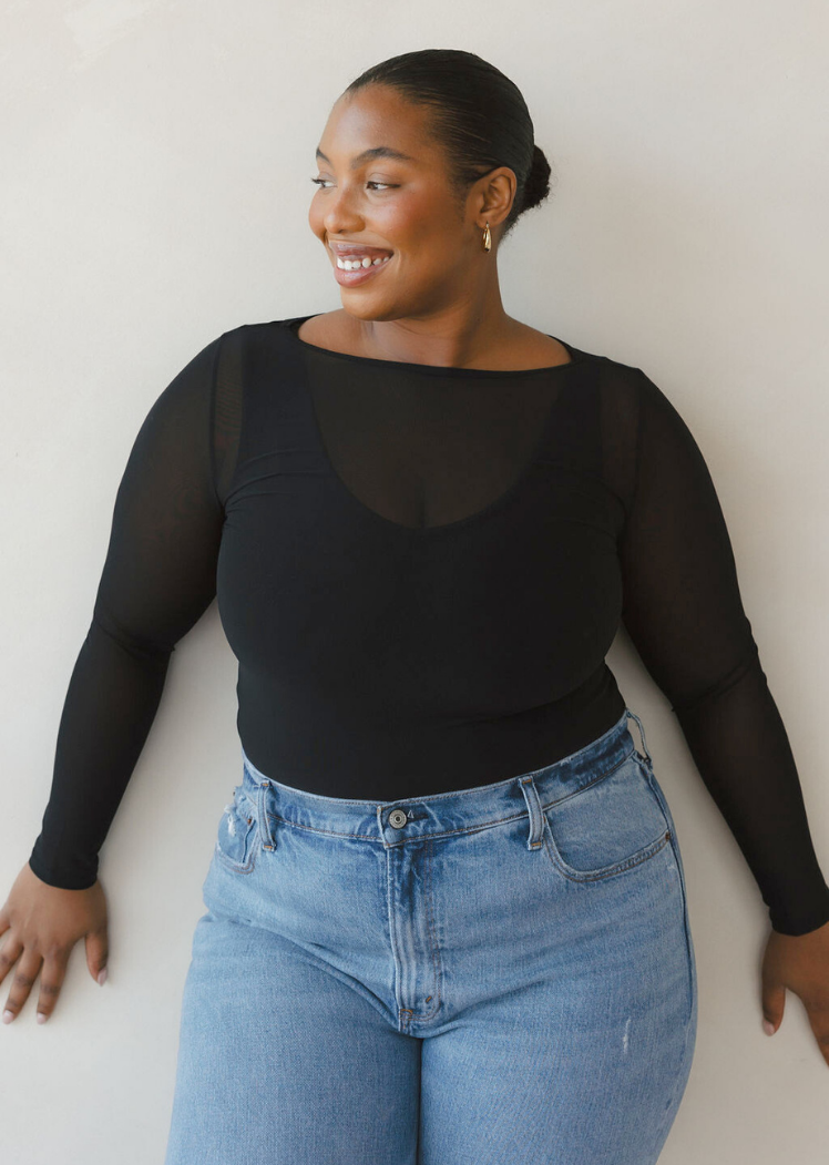 Second Skin Sheer Long Sleeve Mesh Top – Curvy