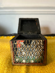 Hand-Painted Wooden Rooster Box