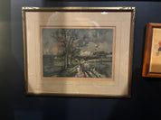 "Rough Road" by Claude Dorval painting in gold frame