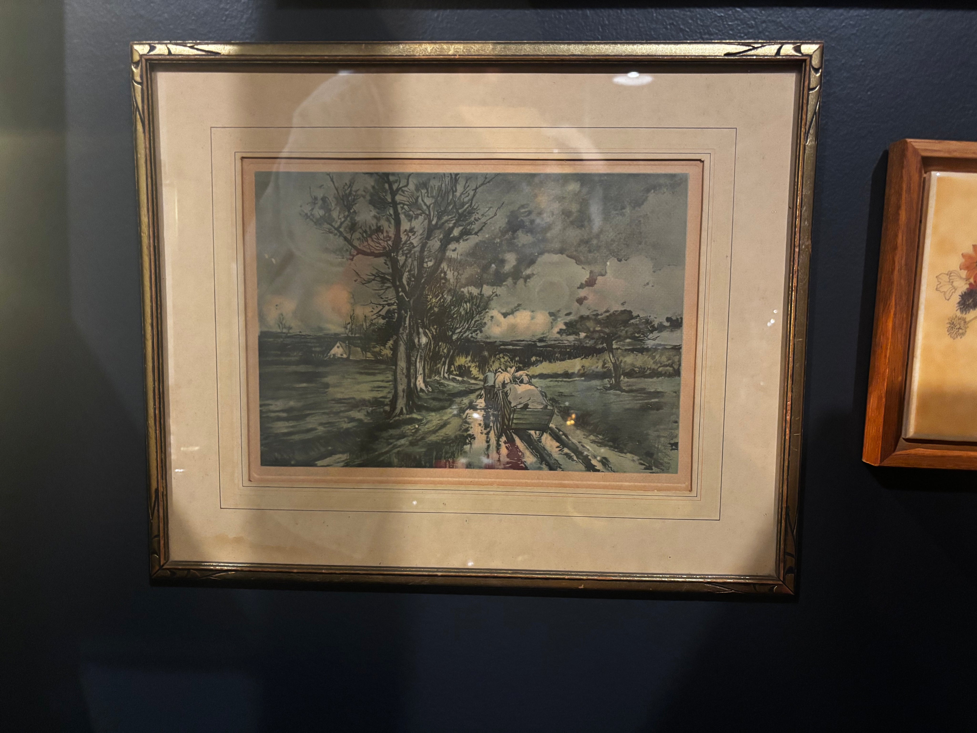"Rough Road" by Claude Dorval painting in gold frame