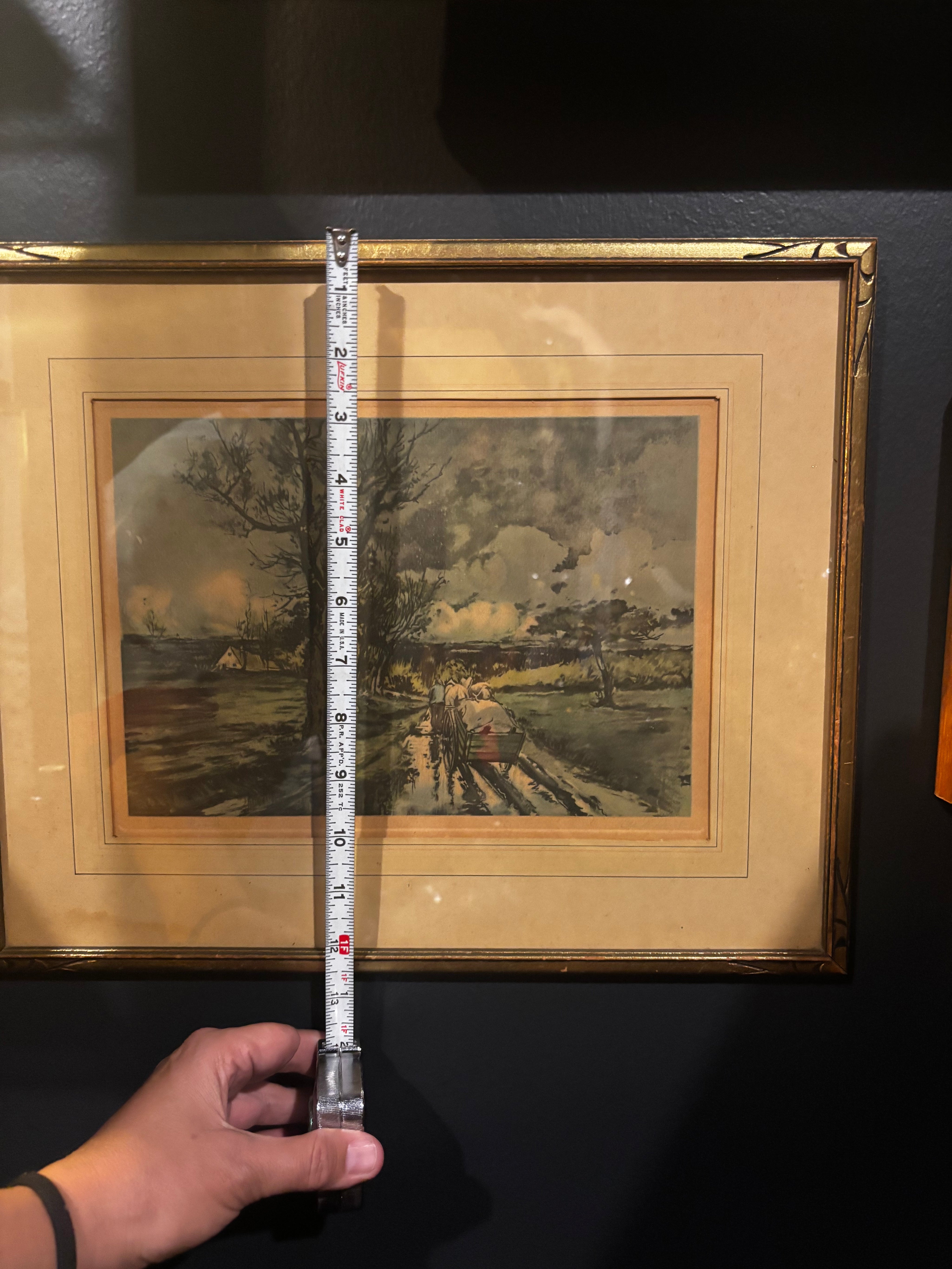 "Rough Road" by Claude Dorval painting in gold frame