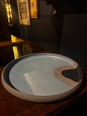 round matte stoneware server