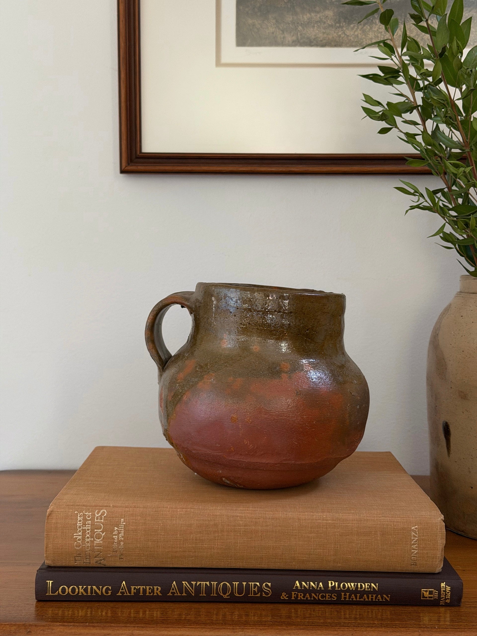 Antique Spanish Pottery Jug - (0536)