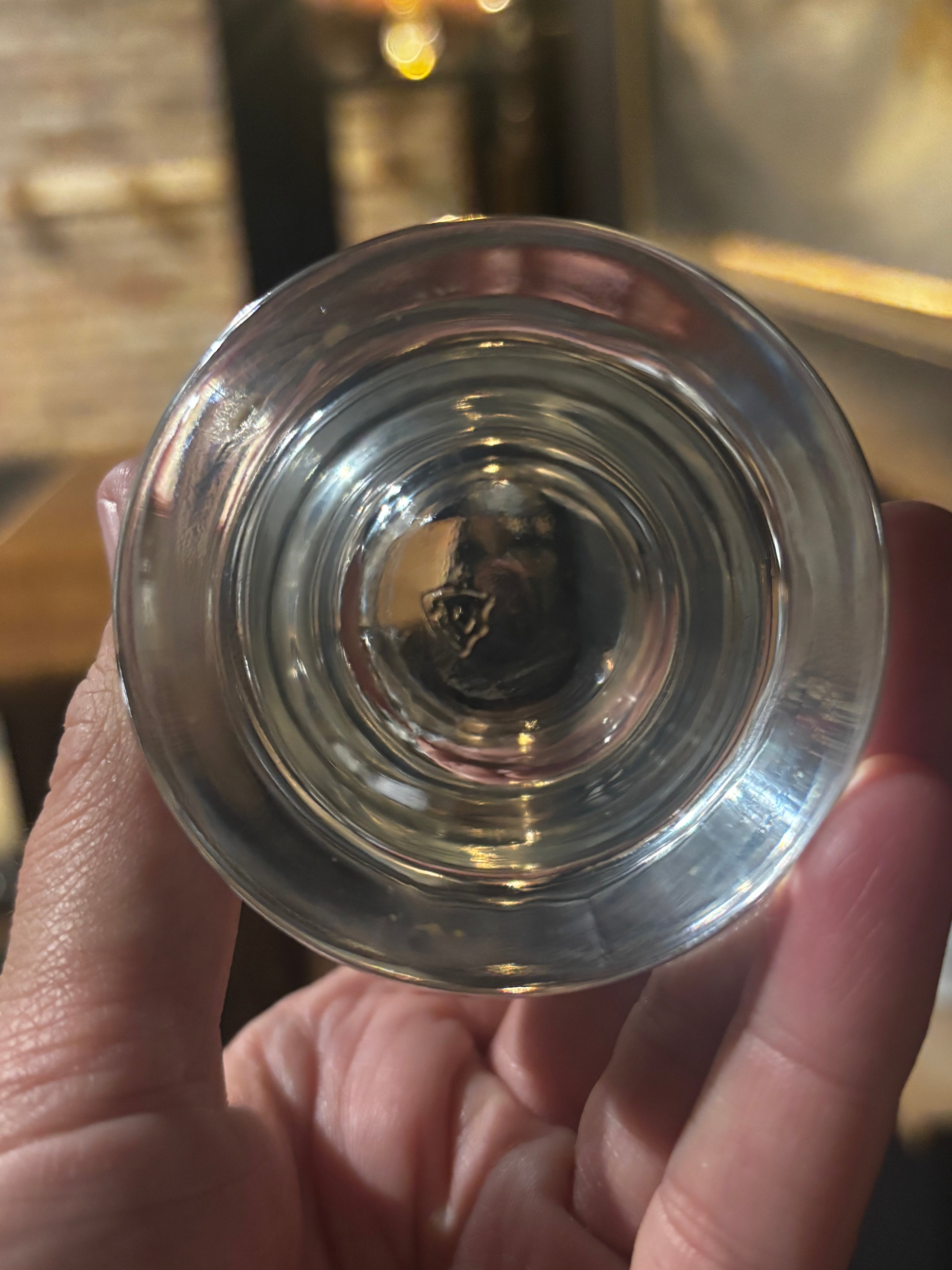 vintage Federal Glass "Sundown" clear hollow stem beer glasses, set of 4