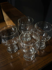 vintage Federal Glass "Sundown" clear hollow stem beer glasses, set of 4