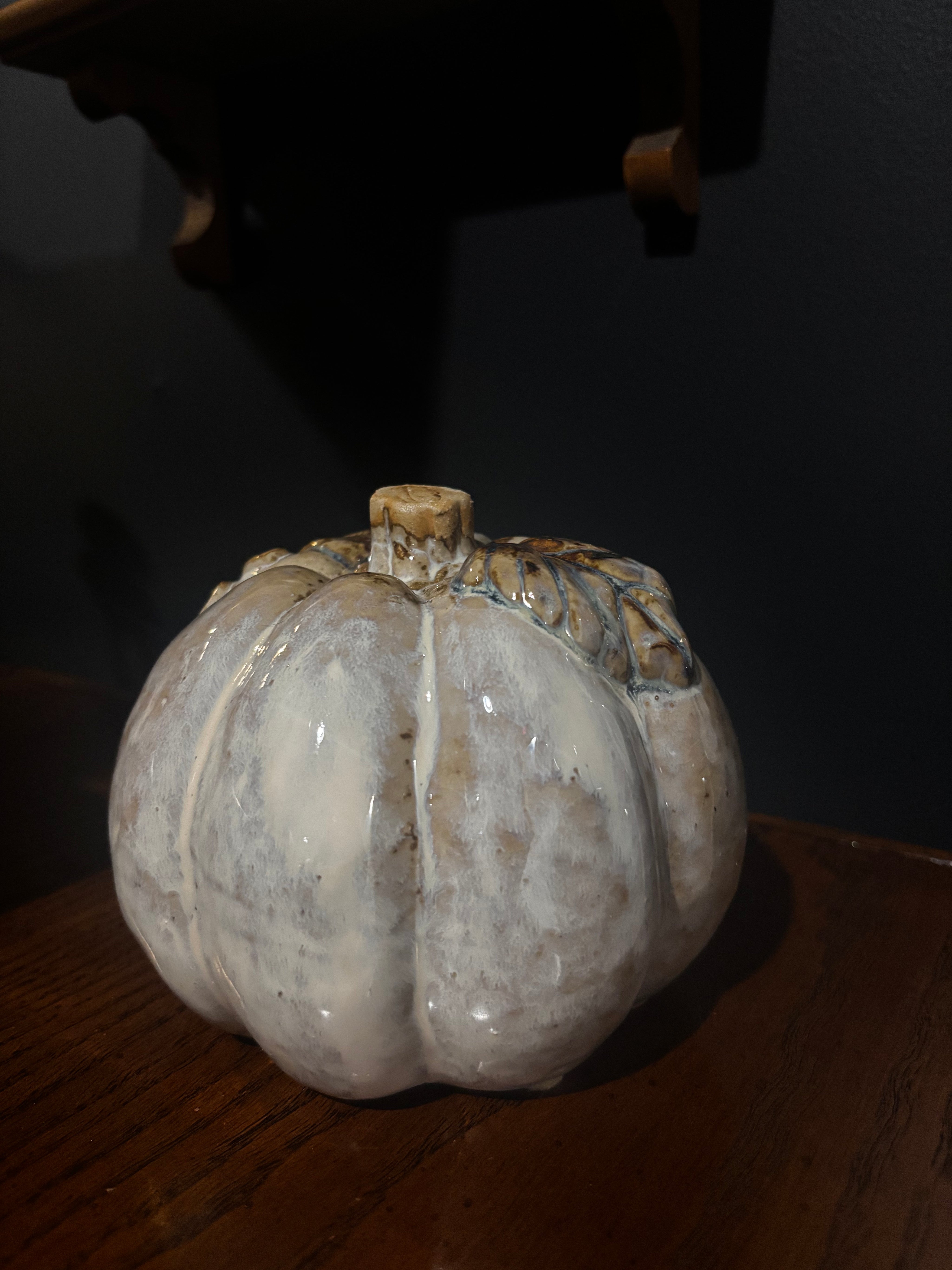 studio pottery Pumpkin with decorative glaze