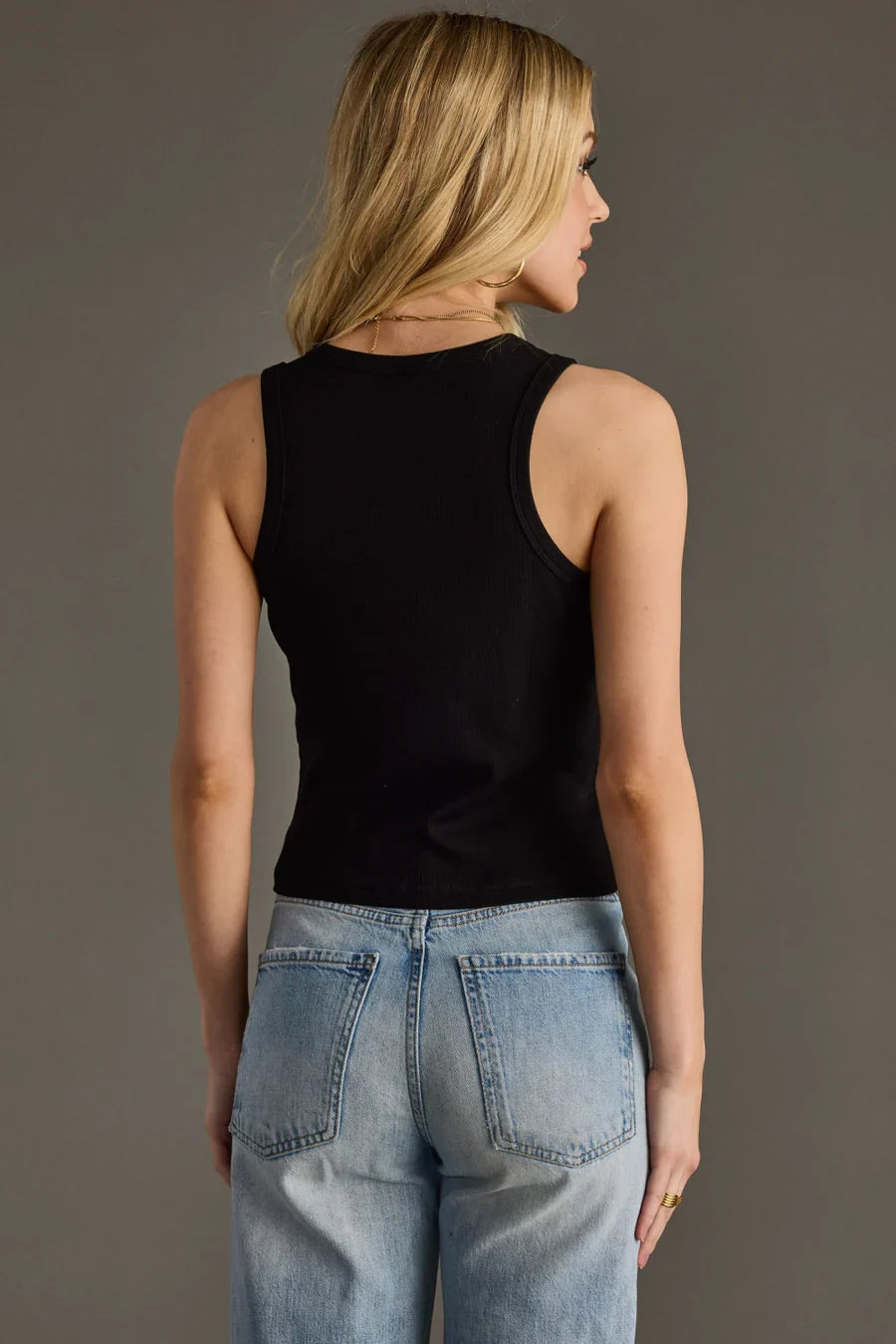 Support Live Music Ribbed Tank Top – Cropped Black Graphic Tank