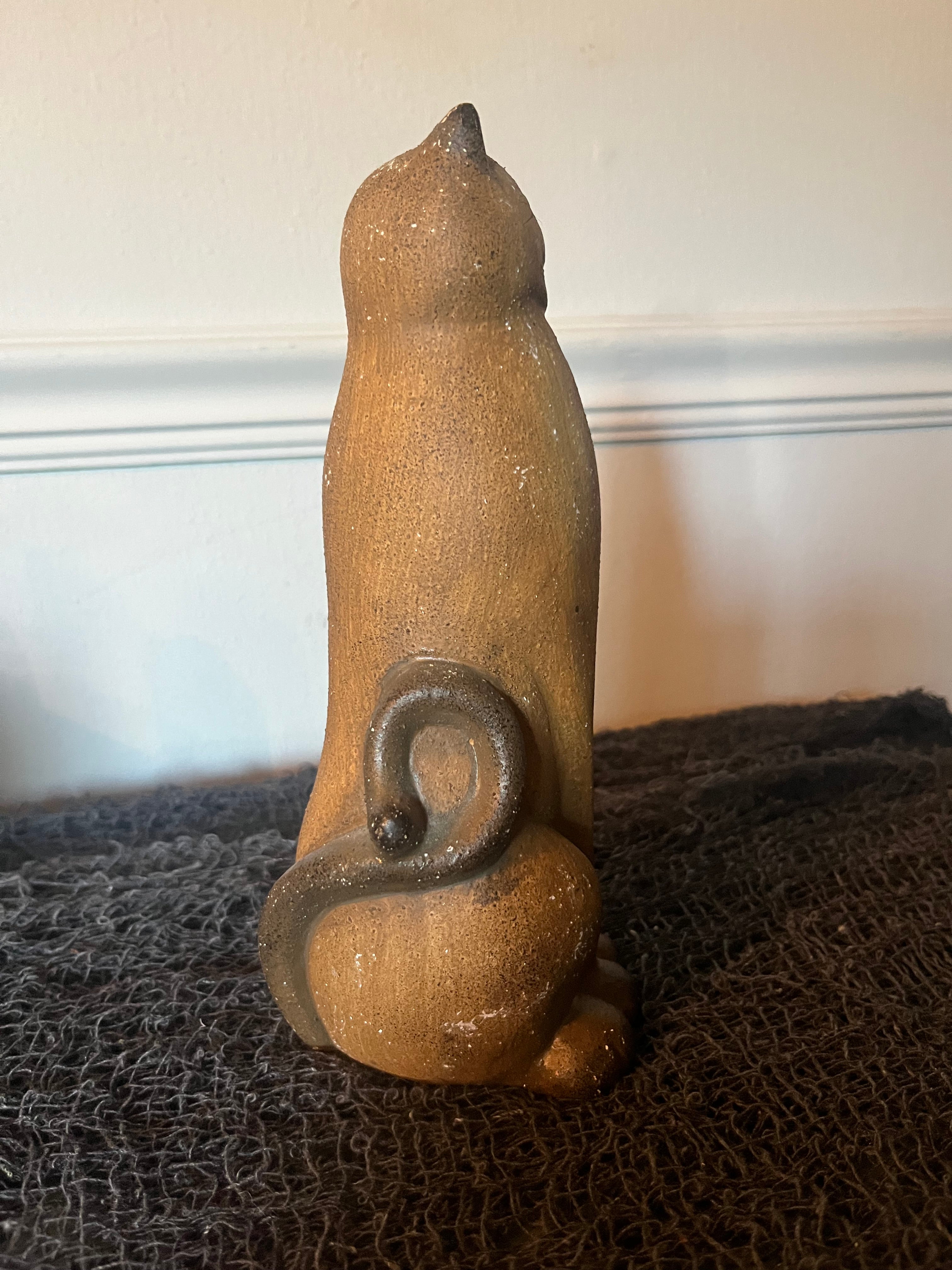 Terra Cotta Sitting Cat Figurine
