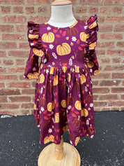 Pumpkin Patch 3/4 Sleeve Ruffle Twirl Dress