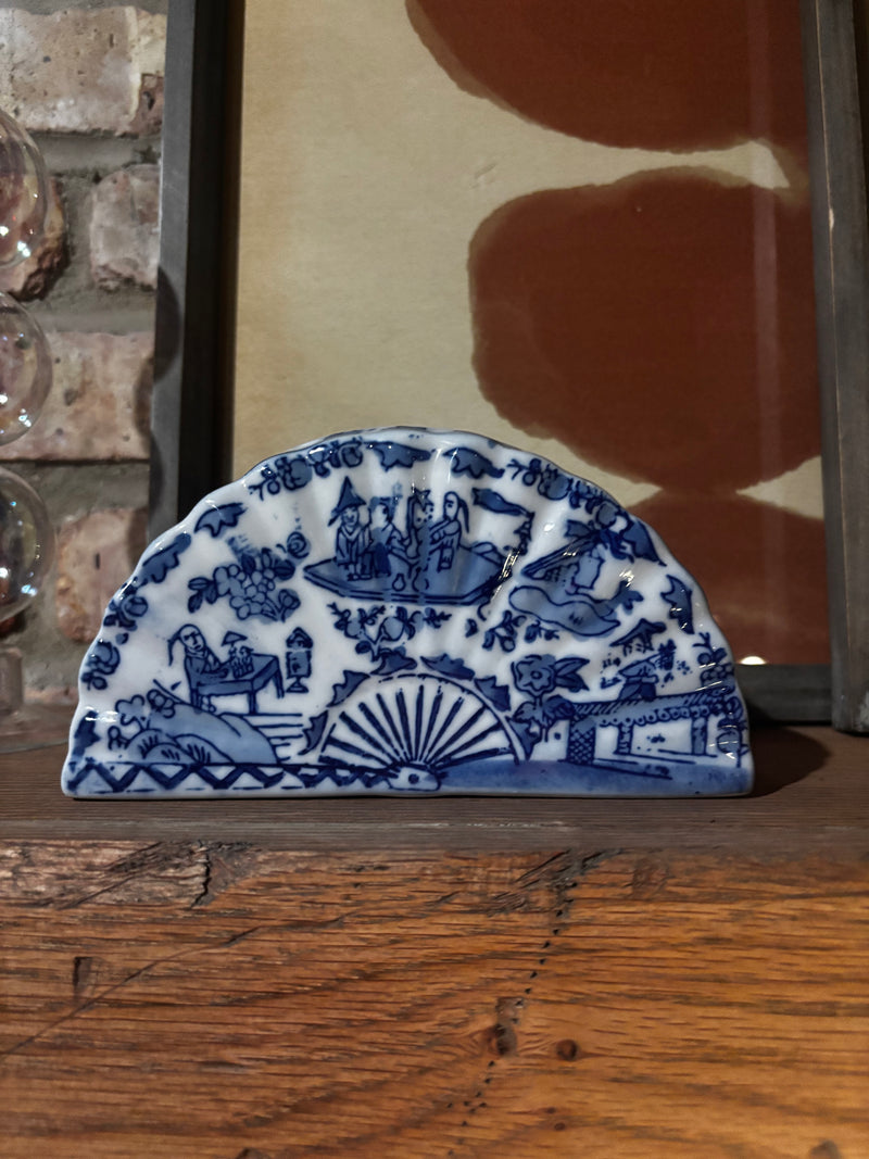 vintage blue and white porcelain crescent "takamakura" by 603 - Mavis Estate Edit