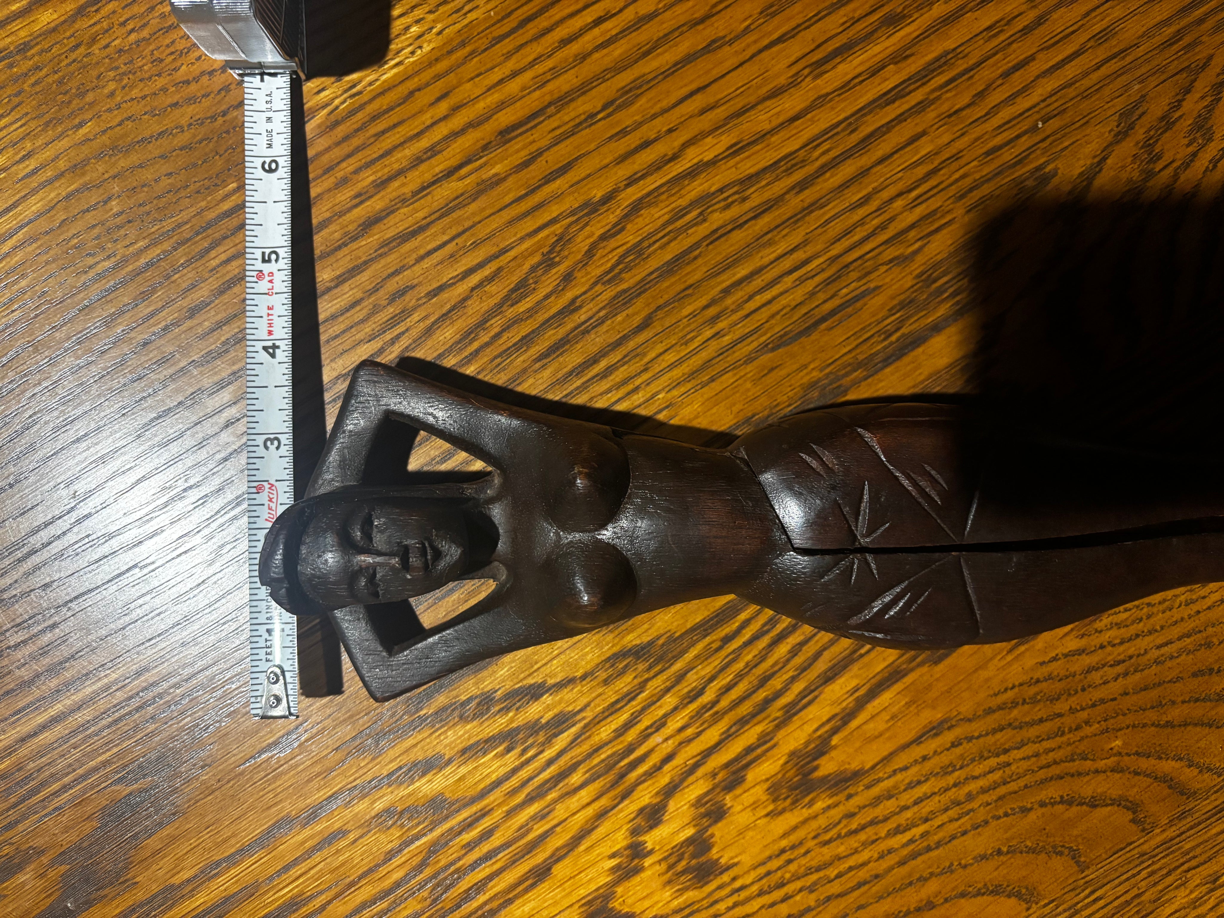 vintage mid-century modern hand-carved wooden nude female figure nutcracker