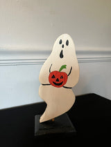 8.5" Wooden Ghost/Jack-O-Lantern Decor