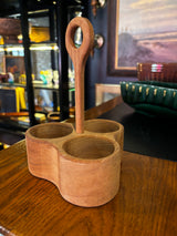 wooden service trio caddy
